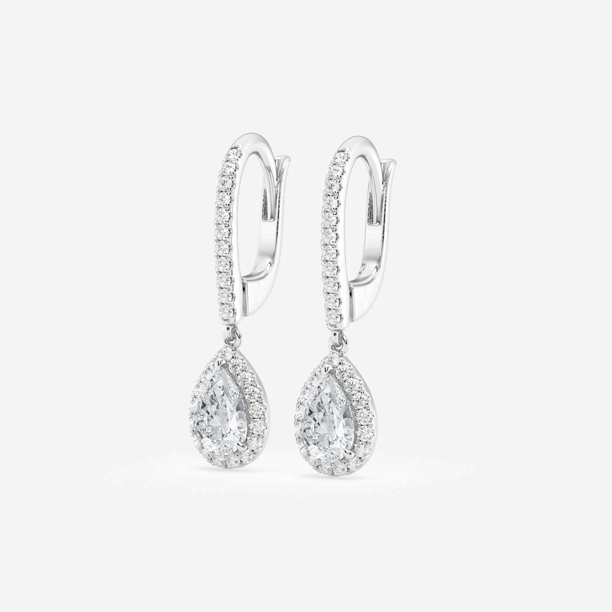 1.25 CT Pear/Round Lab-Grown Diamond | Drop Earrings | 14K White Gold | F Color | VS Clarity