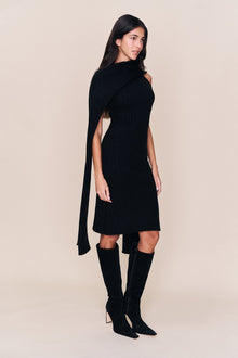 Womens | Hooded Knit Dress | Black