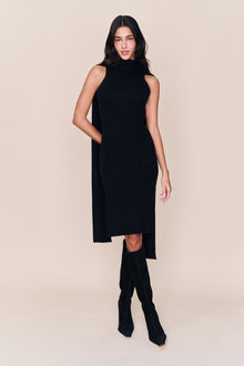 Womens | Hooded Knit Dress | Black