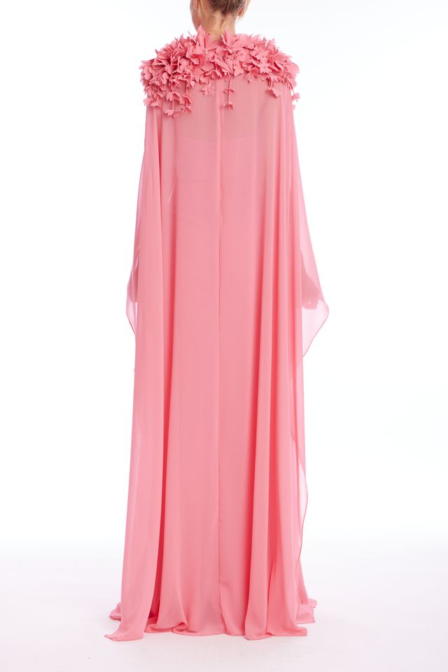 Badgley Mischka | High Neck Georgette Caftan Gown | Seacoral