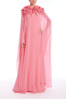 Badgley Mischka | High Neck Georgette Caftan Gown | Seacoral
