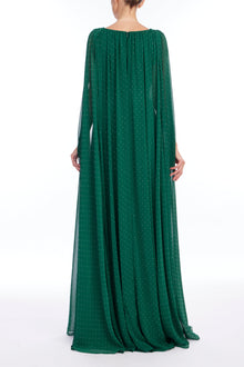 Badgley Mischka | V-Neck Stud Cape Gown | Dark Emerald