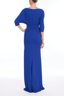 Badgley Mischka | Cobalt Blue Cowl Neck Formal Column Gown | Cobalt