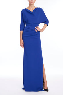 Badgley Mischka | Cobalt Blue Cowl Neck Formal Column Gown | Cobalt