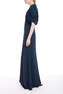 Badgley Mischka | Rouched Sleeve Gown |Navy