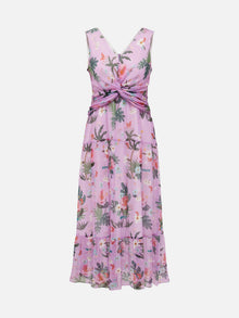 Silk Floral Midi Dress | Purple