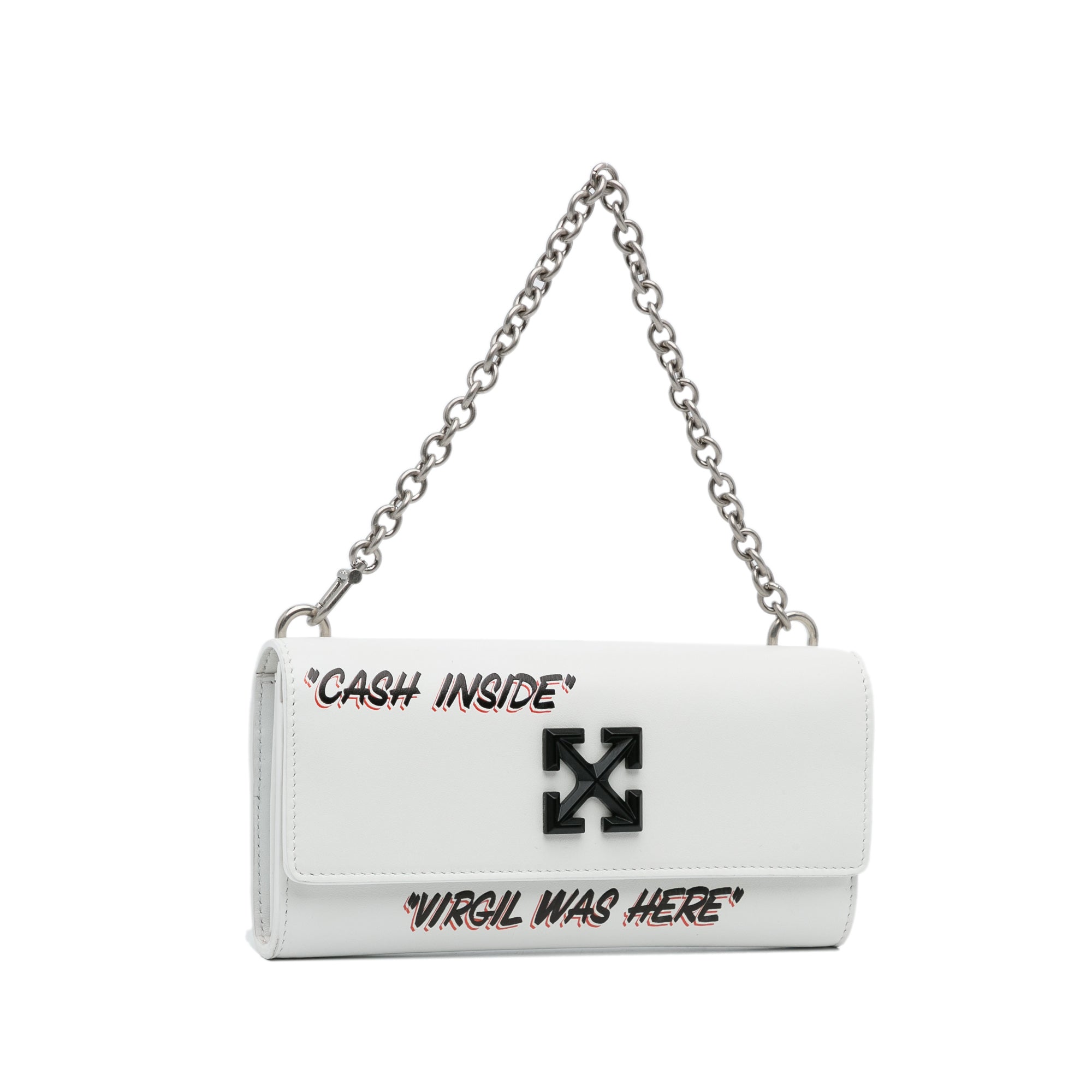 Off-White | Pre-Owned Jitney Quote Wallet on Chain | White