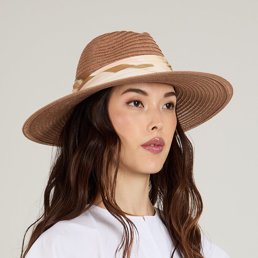 Emmanuelle Vented Hemp Packable Fedora | Fawn