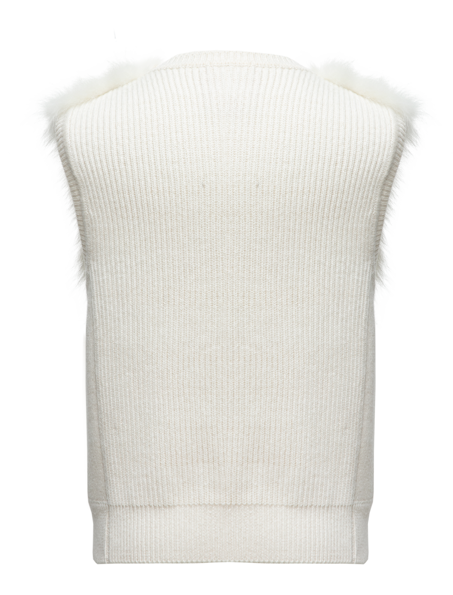 Fur Embellished Zip Vest | White