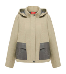 Classic Short Hooded Embroidered Jacket | Green