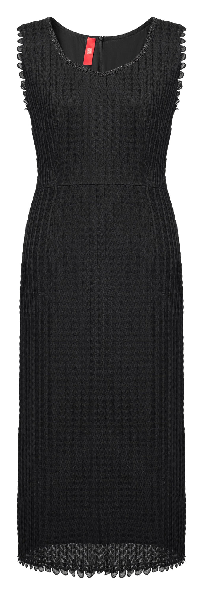 Acetate Skirt Waist-Defining Sleeveless Dress | Black