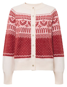 Cashmere Jacquard Cardigan | Red