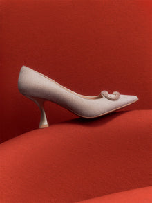 Auspicious Full-Diamond High-Heeled Shoes | Golden