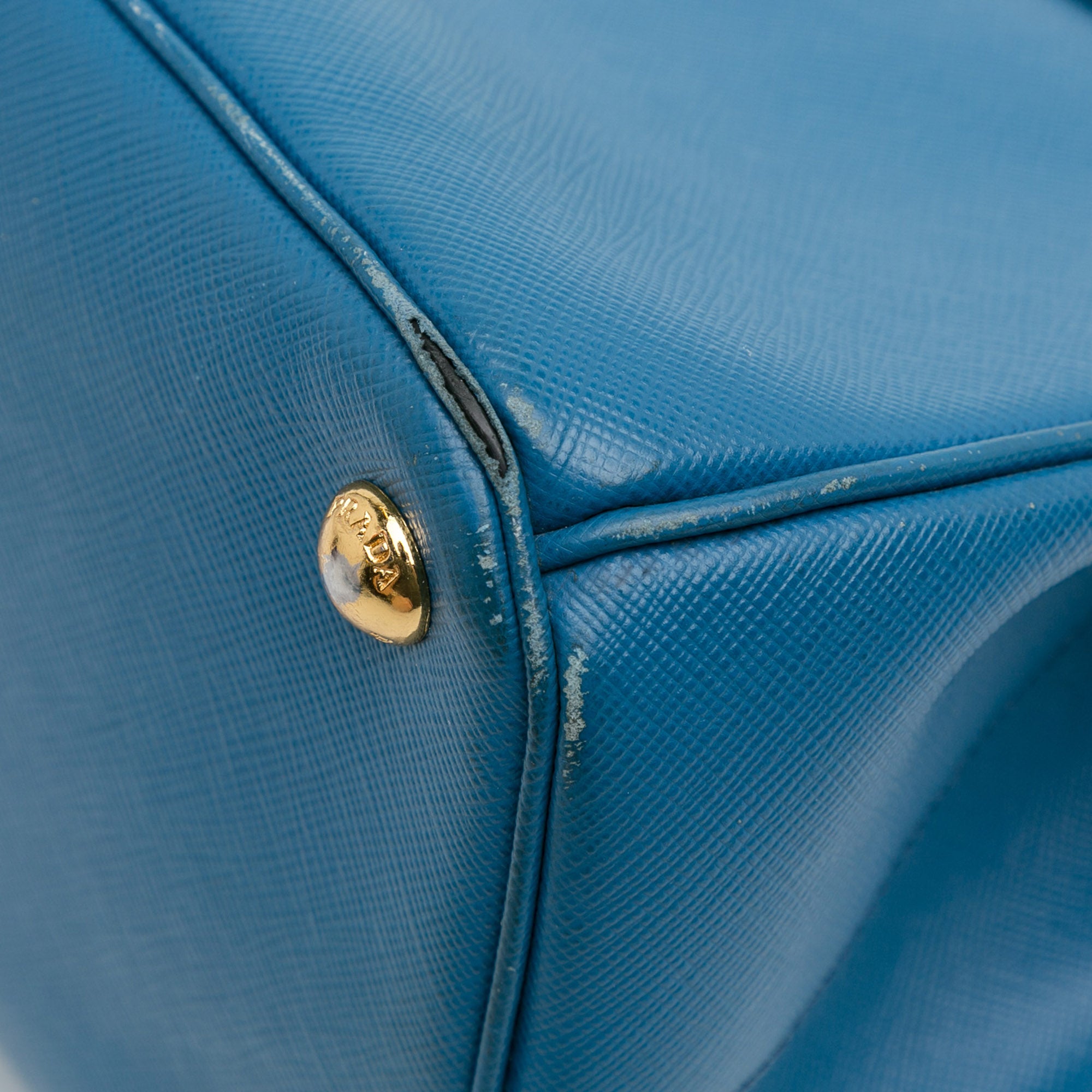 Prada | Pre-Owned Medium Saffiano Lux Galleria Double Zip Satchel | Blue