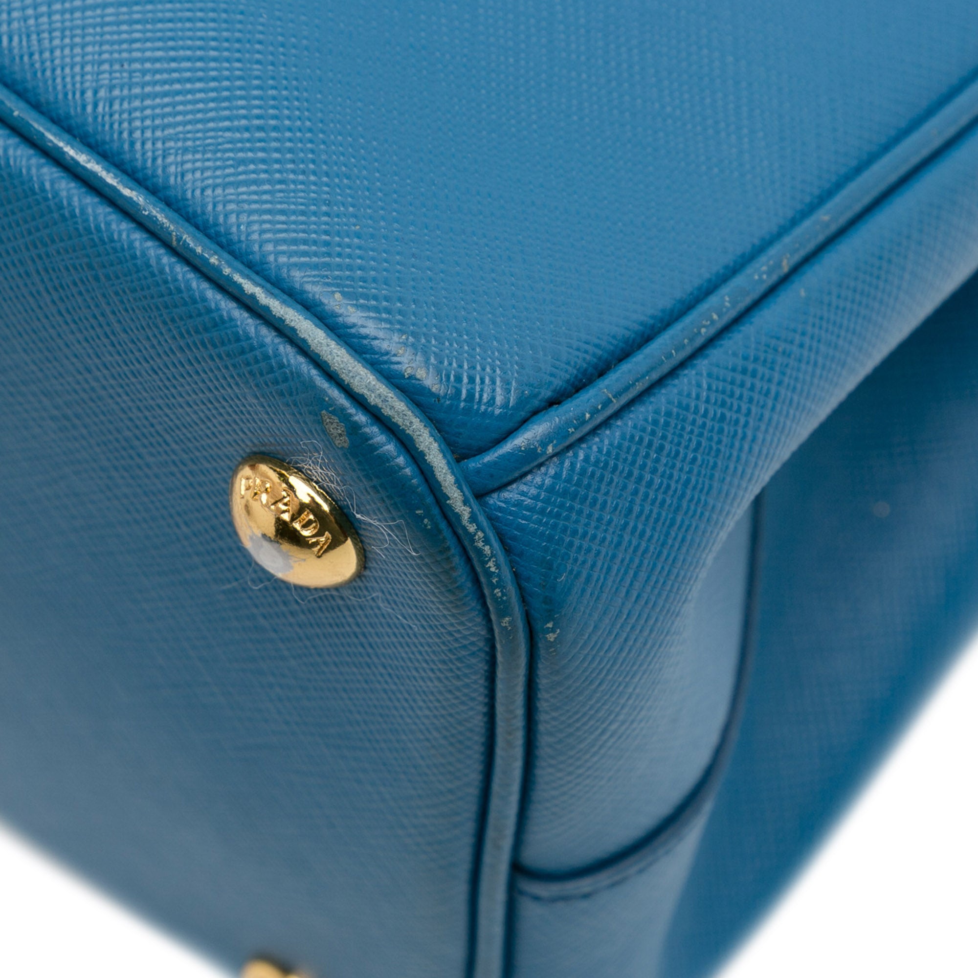 Prada | Pre-Owned Medium Saffiano Lux Galleria Double Zip Satchel | Blue