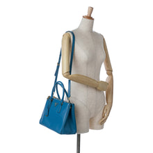 Prada | Pre-Owned Medium Saffiano Lux Galleria Double Zip Satchel | Blue