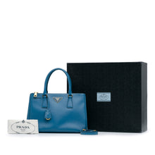 Prada | Pre-Owned Medium Saffiano Lux Galleria Double Zip Satchel | Blue
