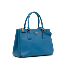 Prada | Pre-Owned Medium Saffiano Lux Galleria Double Zip Satchel | Blue