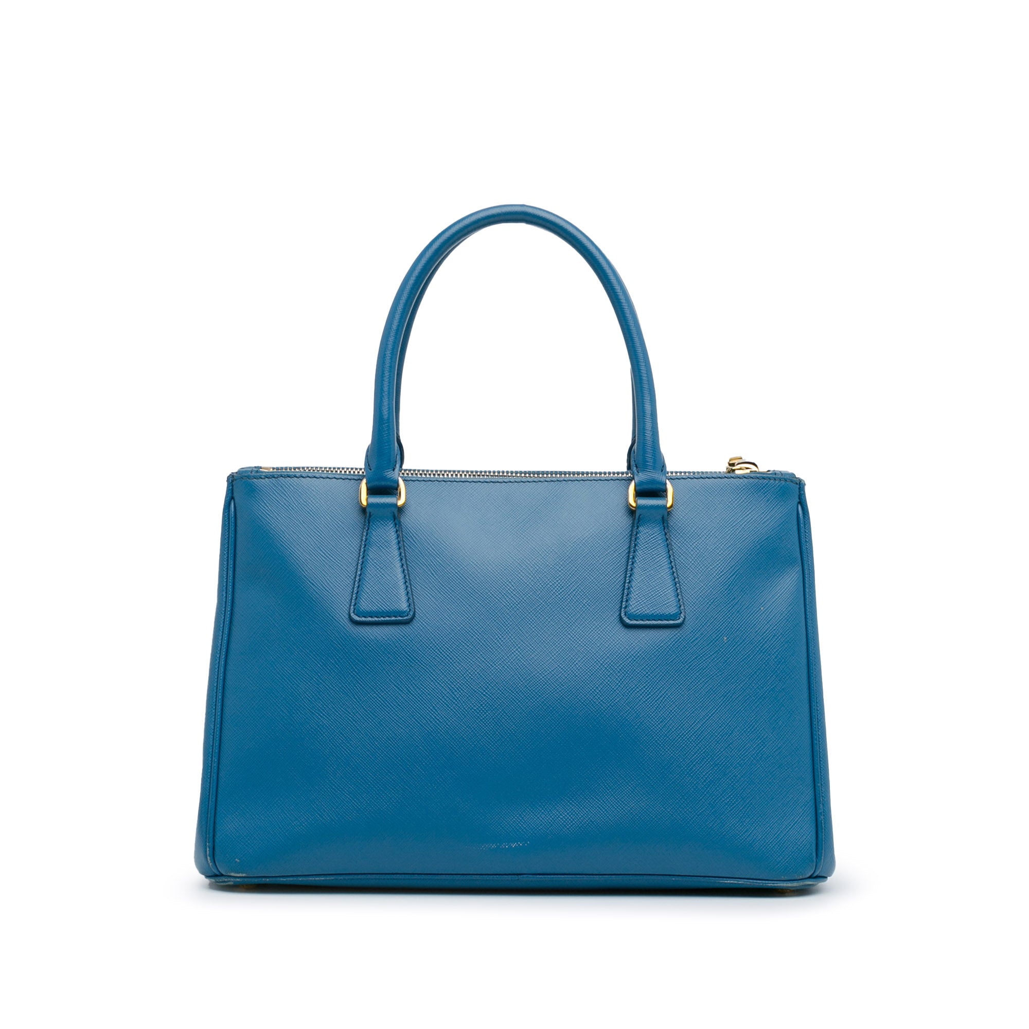 Prada | Pre-Owned Medium Saffiano Lux Galleria Double Zip Satchel | Blue