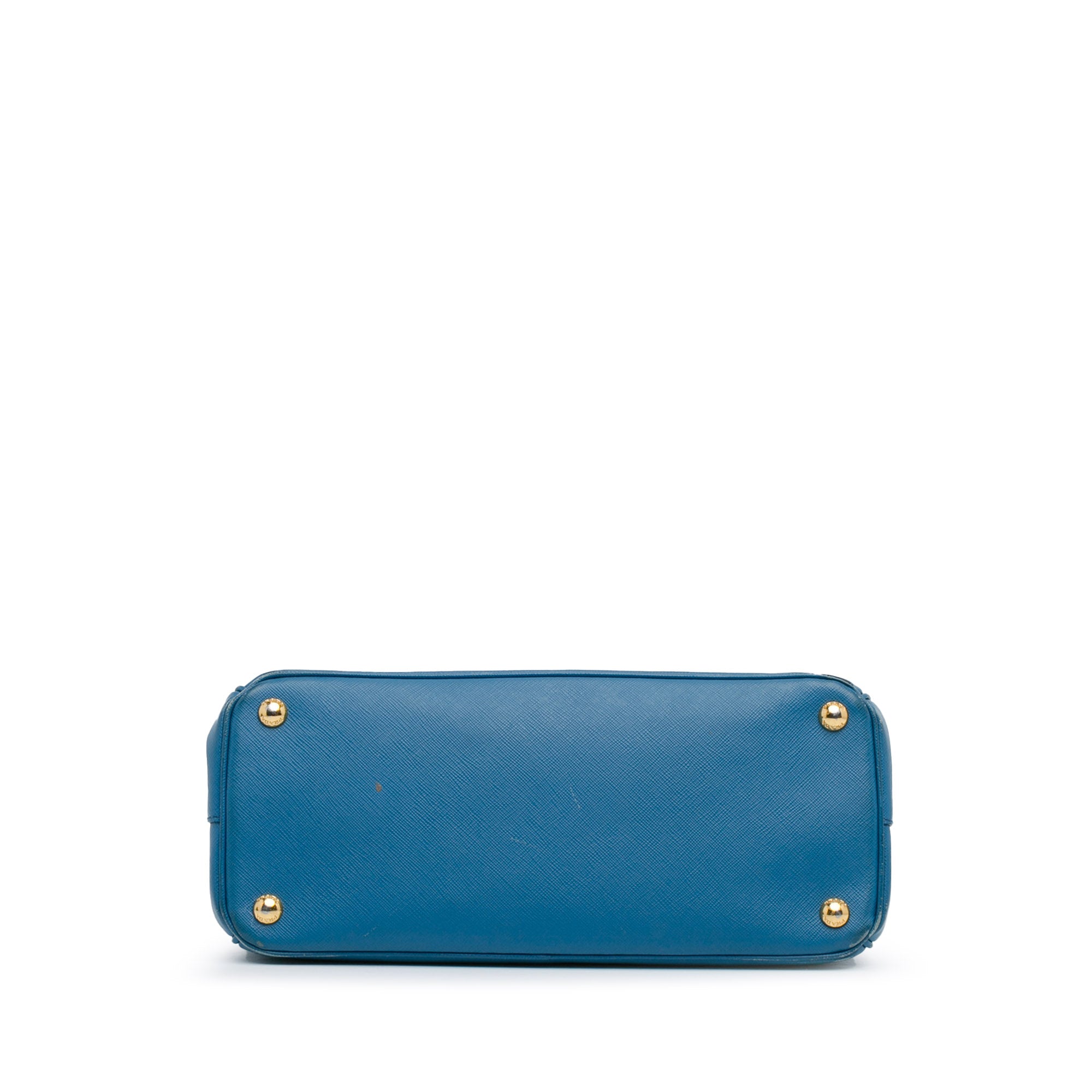 Prada | Pre-Owned Medium Saffiano Lux Galleria Double Zip Satchel | Blue