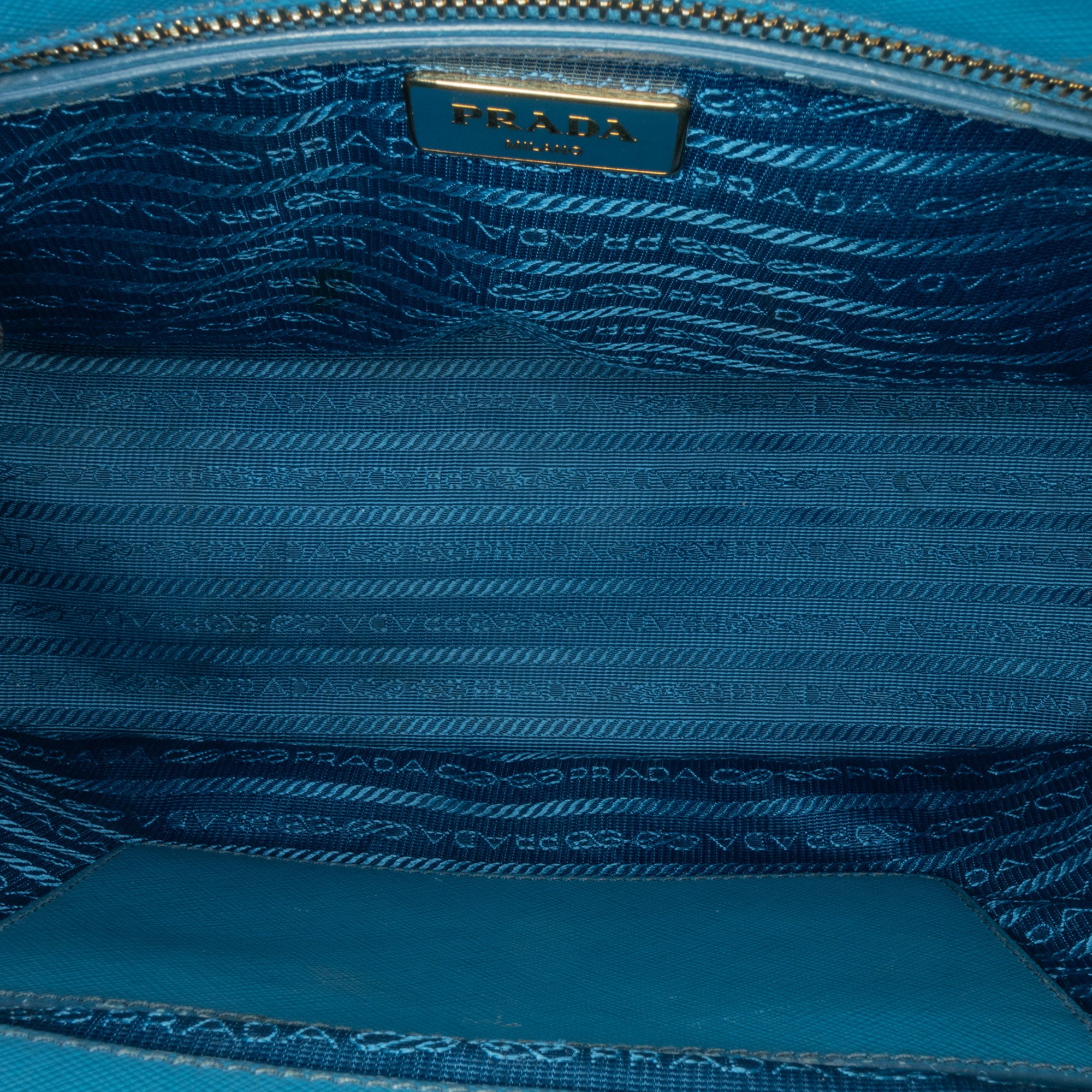 Prada | Pre-Owned Medium Saffiano Lux Galleria Double Zip Satchel | Blue