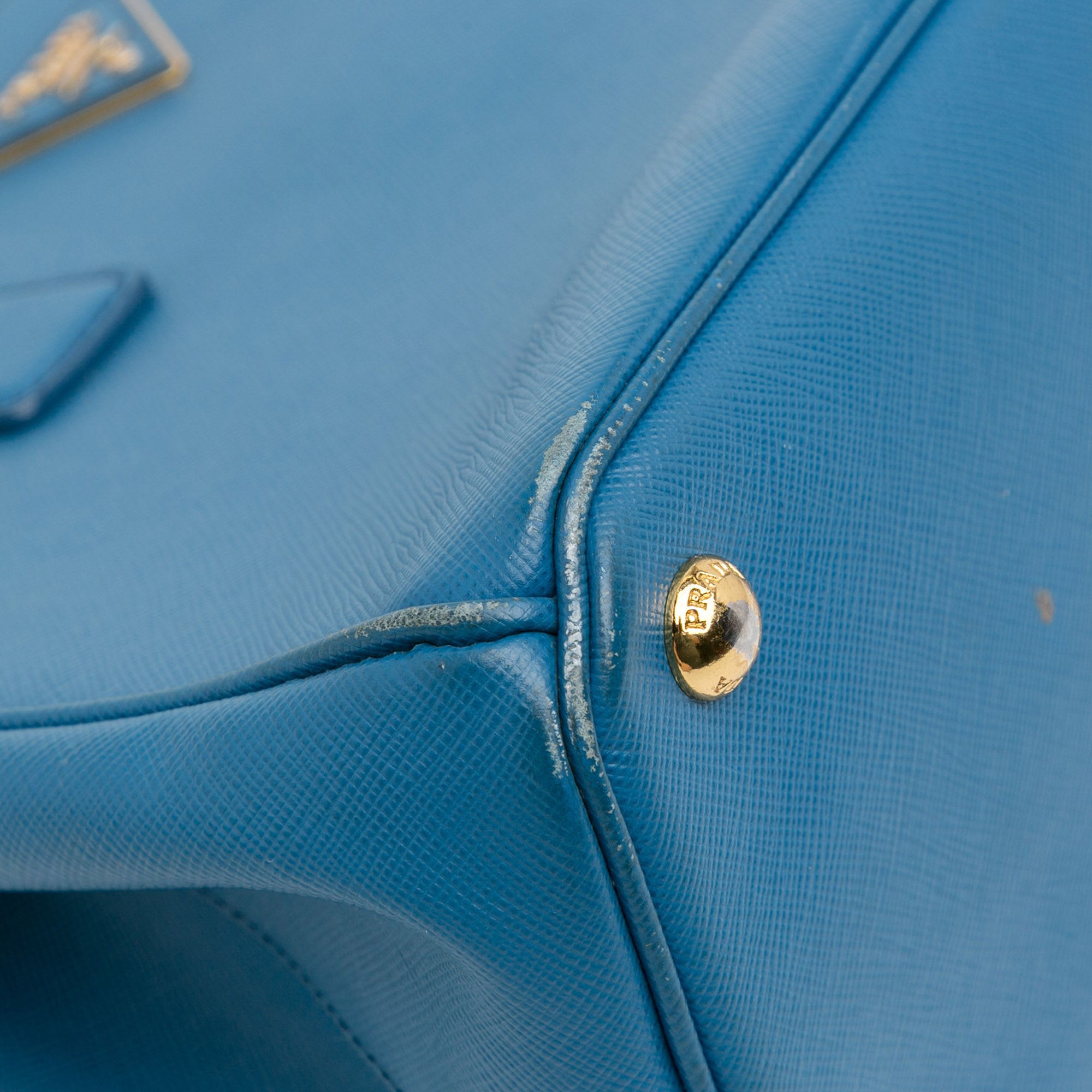 Prada | Pre-Owned Medium Saffiano Lux Galleria Double Zip Satchel | Blue