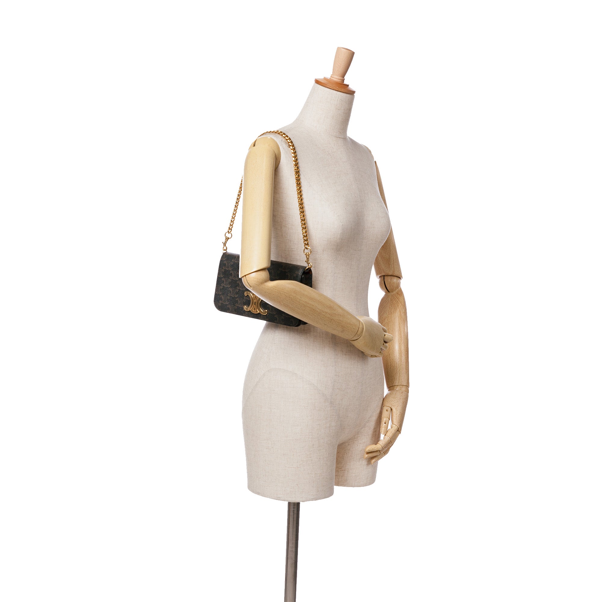 Celine | Pre-Owned Triomphe Coated Canvas Multi Pochette | Brown