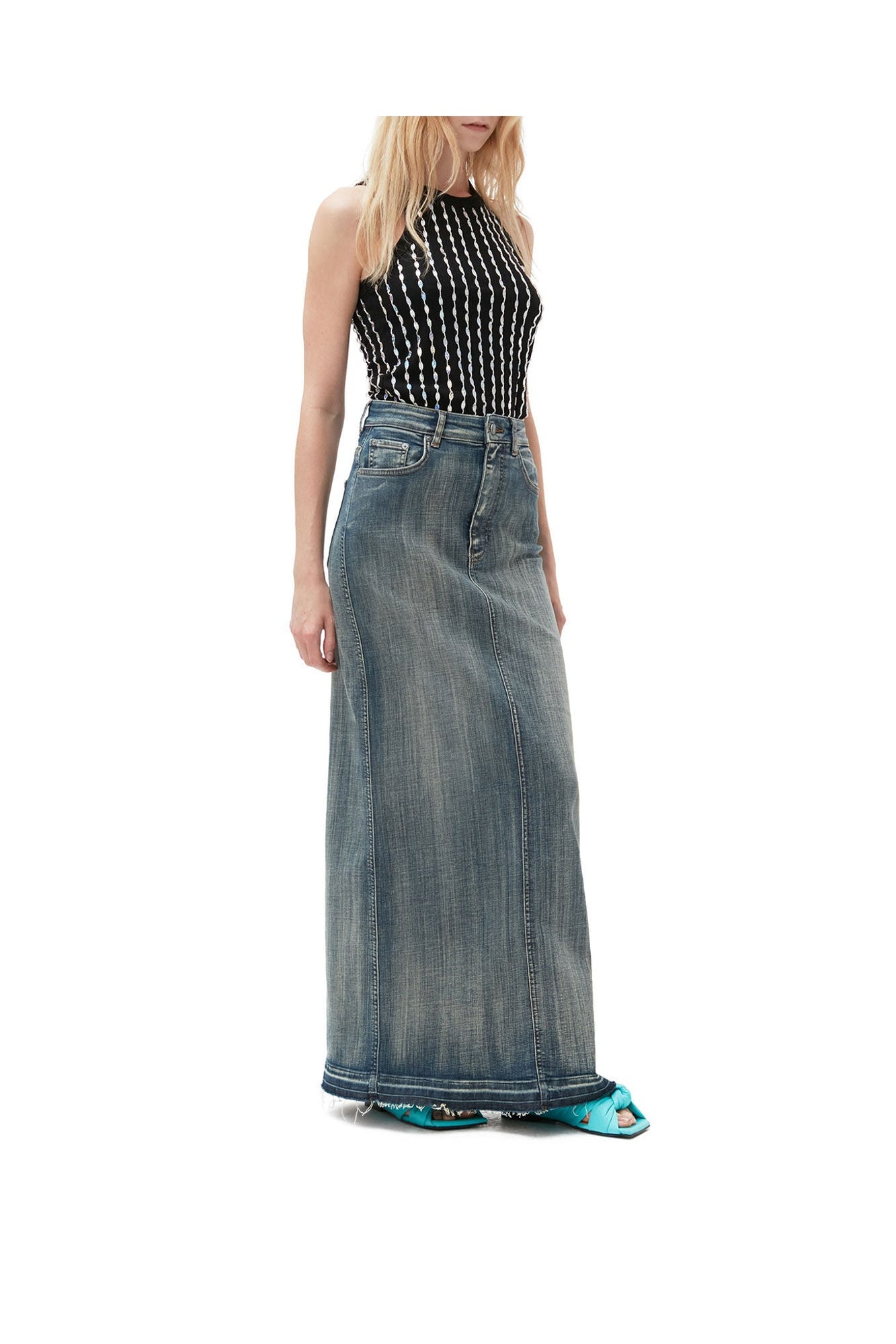 Edge Denim Maxi Skirt | Tint Wash