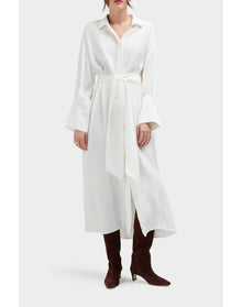 Elsa Silk Silk Shirt Dress | Brilliant White