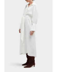 Elsa Silk Silk Shirt Dress | Brilliant White