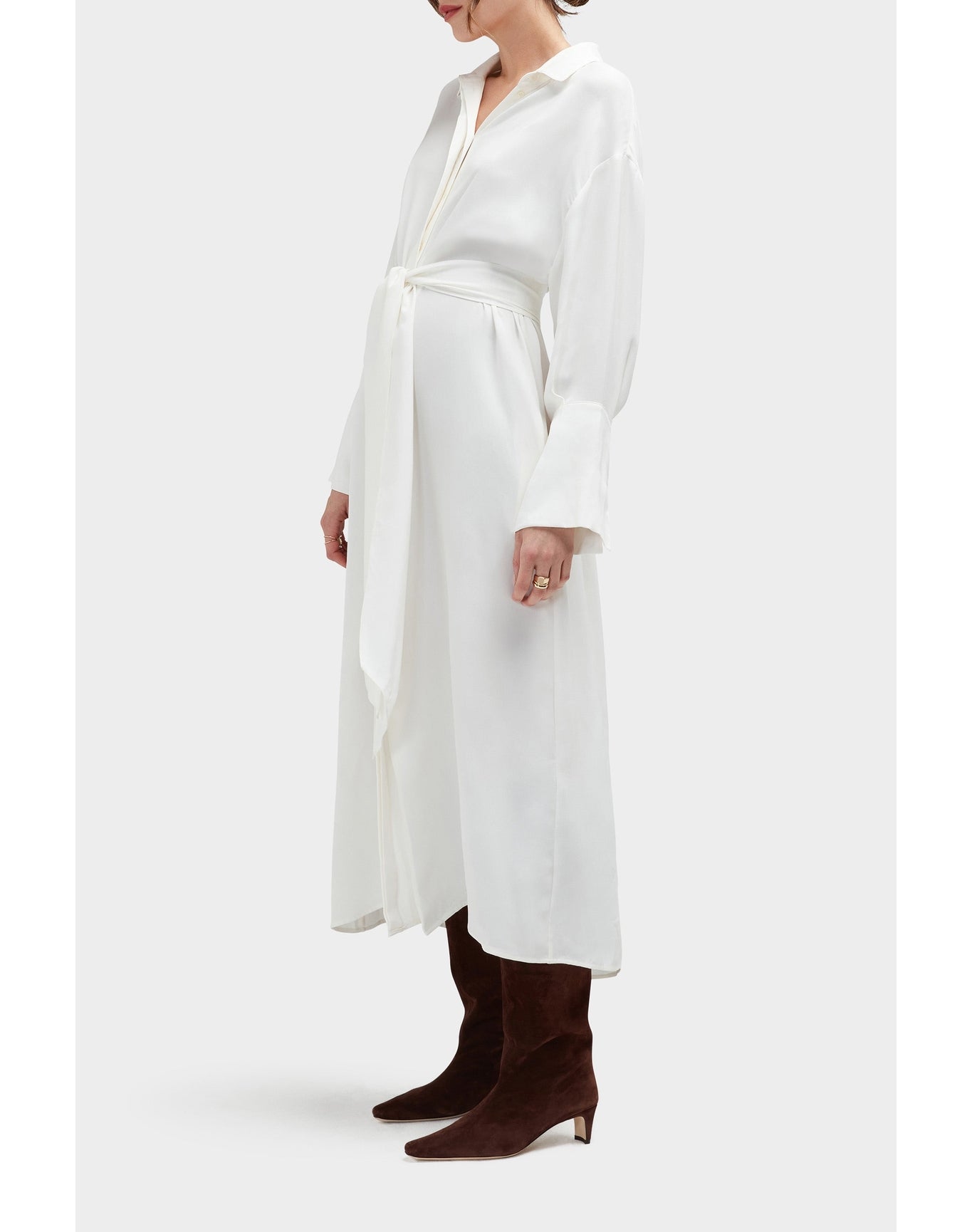 Elsa Silk Silk Shirt Dress | Brilliant White
