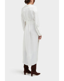 Elsa Silk Silk Shirt Dress | Brilliant White