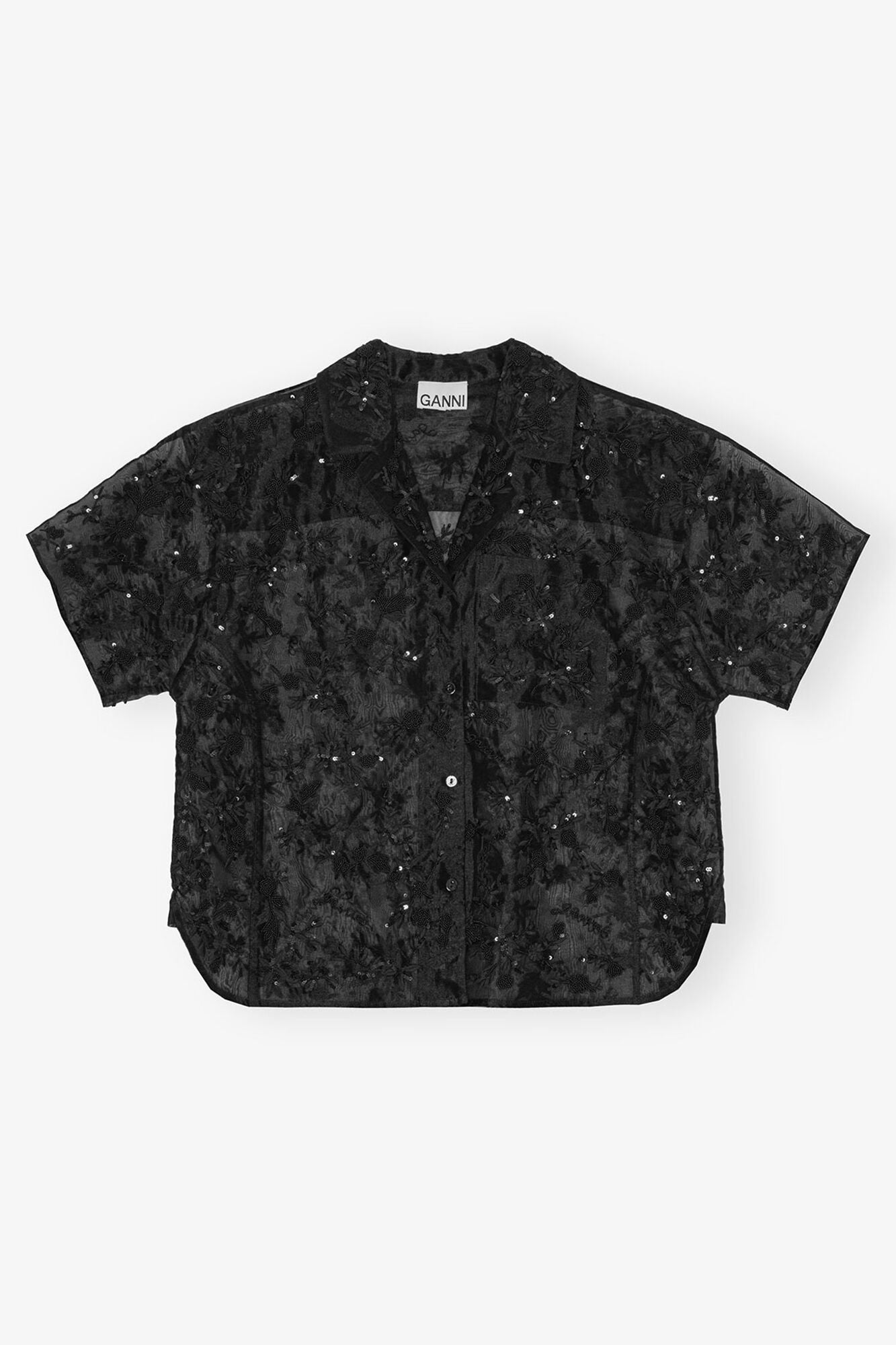 Embellished Organza Shirt | Black