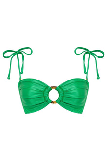 Tori Ties Bandeau Bikini Top | Emerald Shimmer
