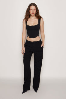 Womens | Crepe Cargo Pants | Black