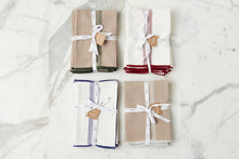 Dinner Napkins | Vintage Merlot Red Stripe | Set of 4