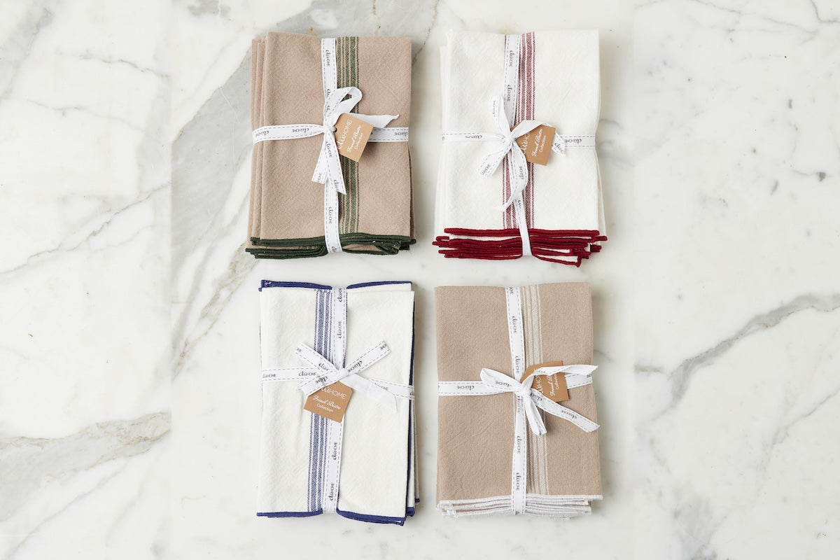 Dinner Napkins | Vintage White Stripe | Set of 4