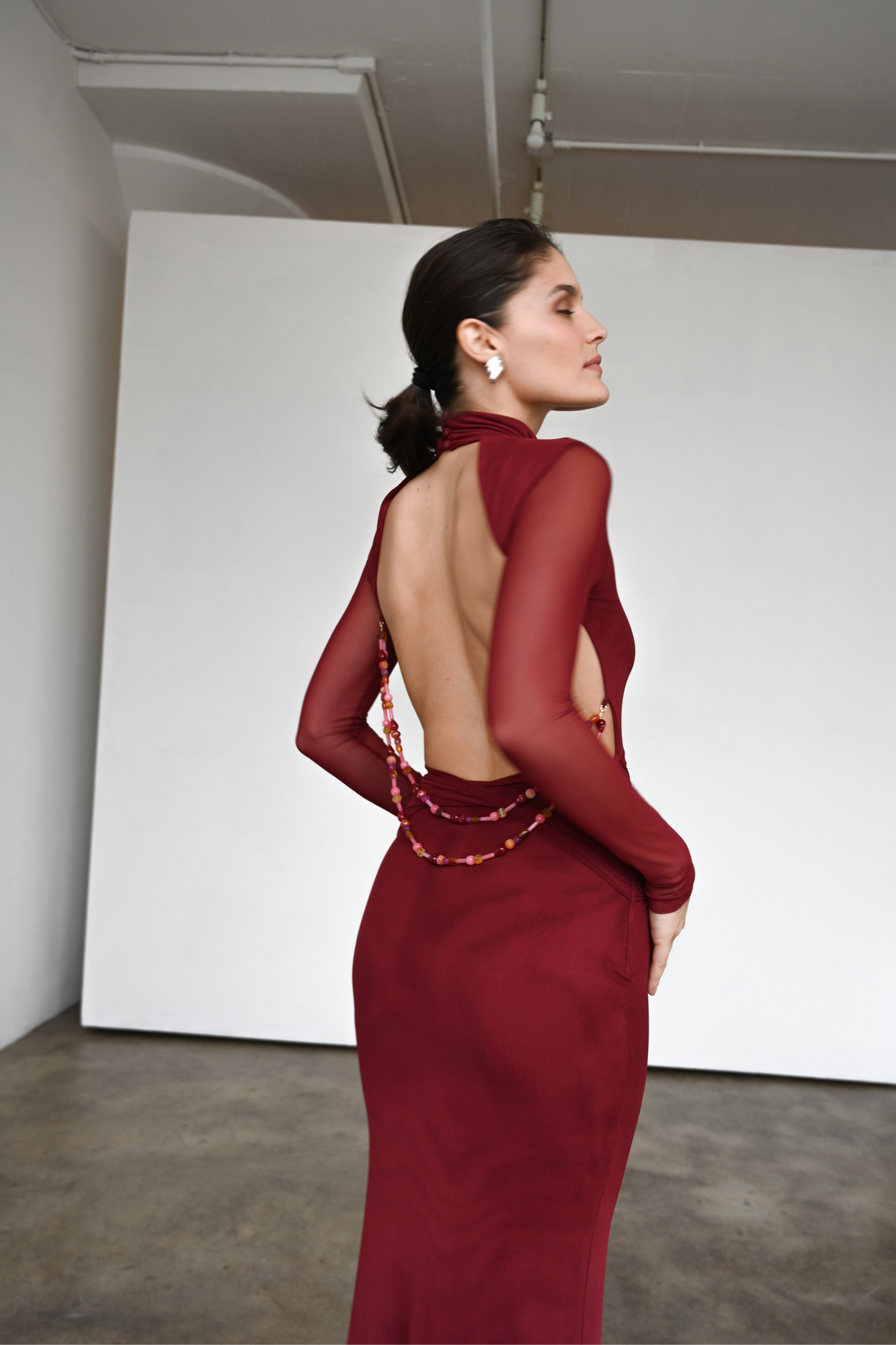 Salome Beaded Dress | Merlot