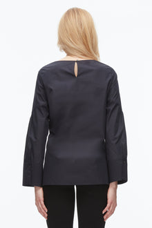 Tie Front Poplin Shirt | Midnight