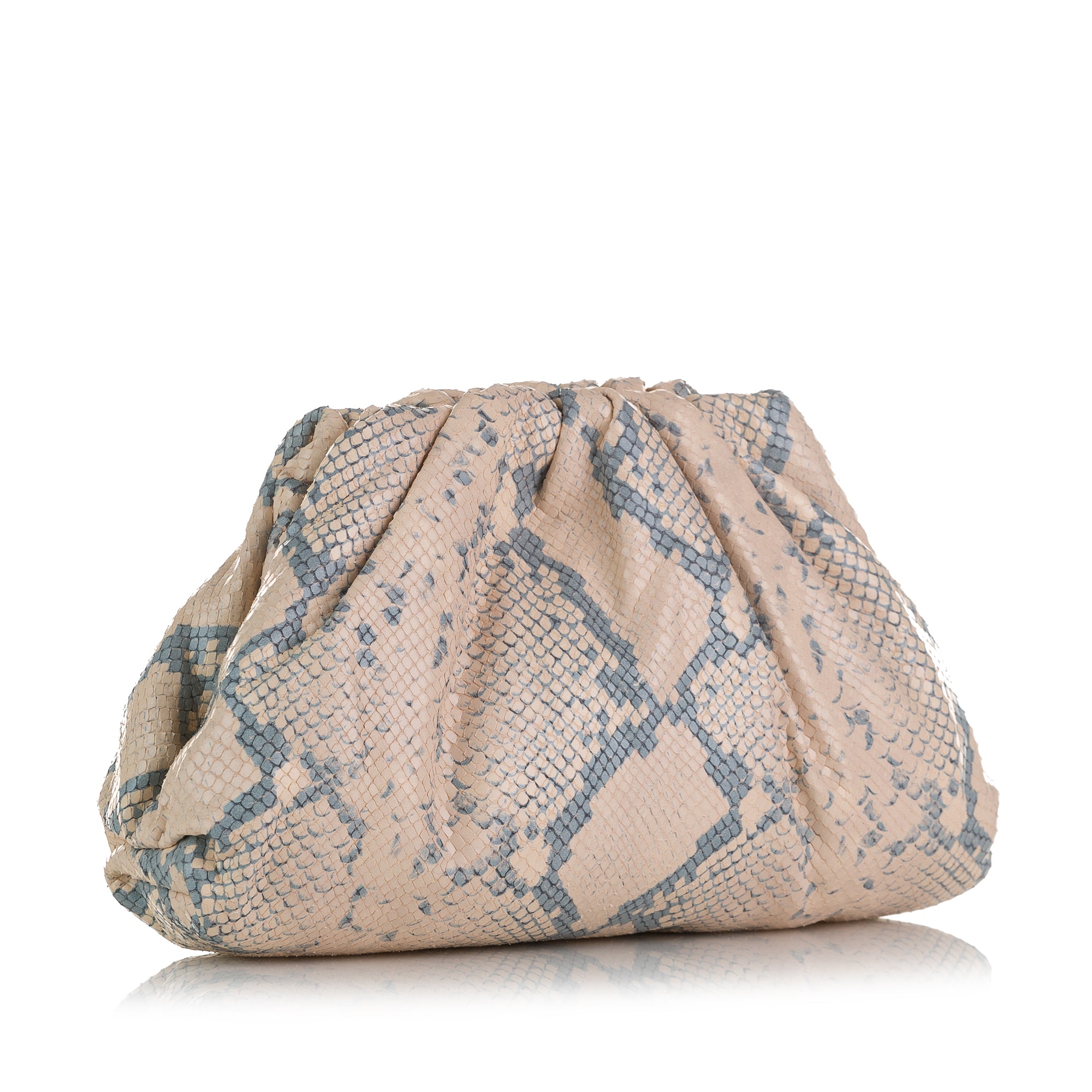 Bottega Veneta | Pre-Owned Teen Python Print Goatskin Pouch | Brown