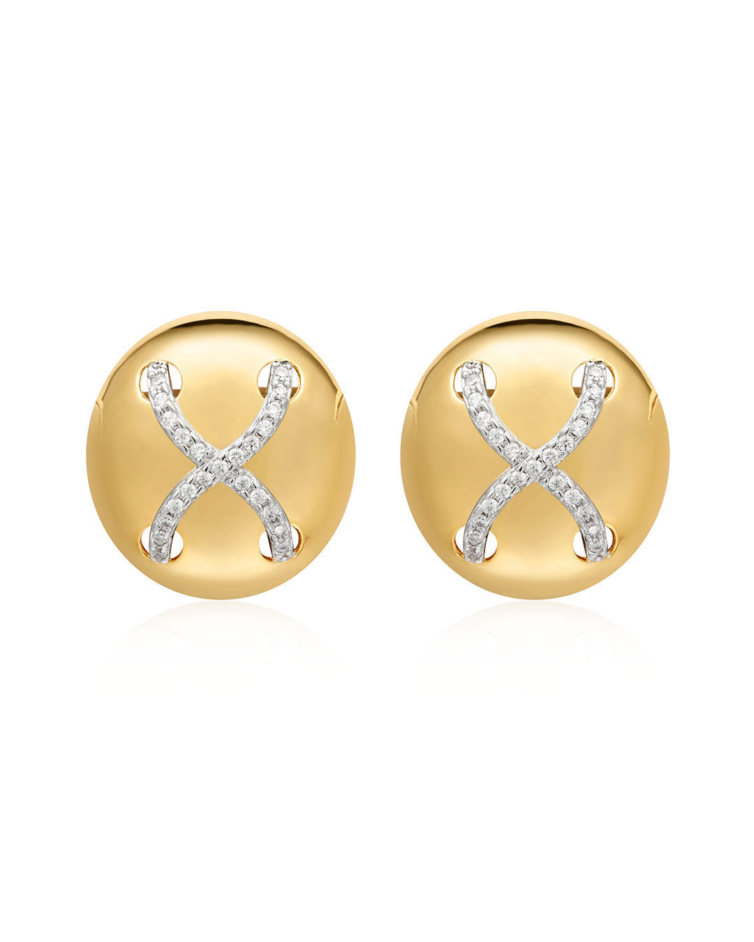 Mariner Cross Studs | Gold | Cubic Zirconia