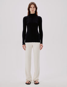 Women | Variegated Rib Turtleneck | Black