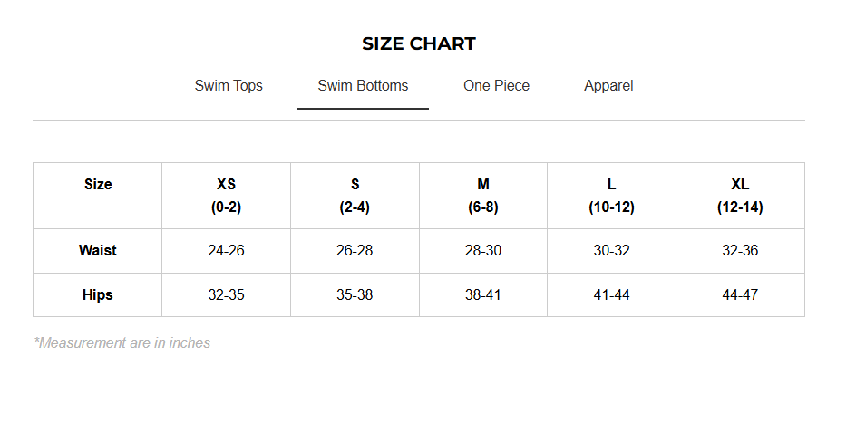 Product size guide