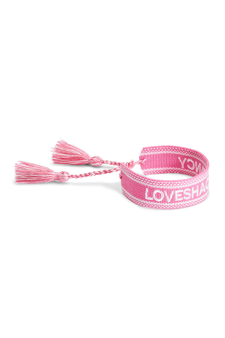Loveshackfancy Fabric Woven Friendship Bracelet | Pink