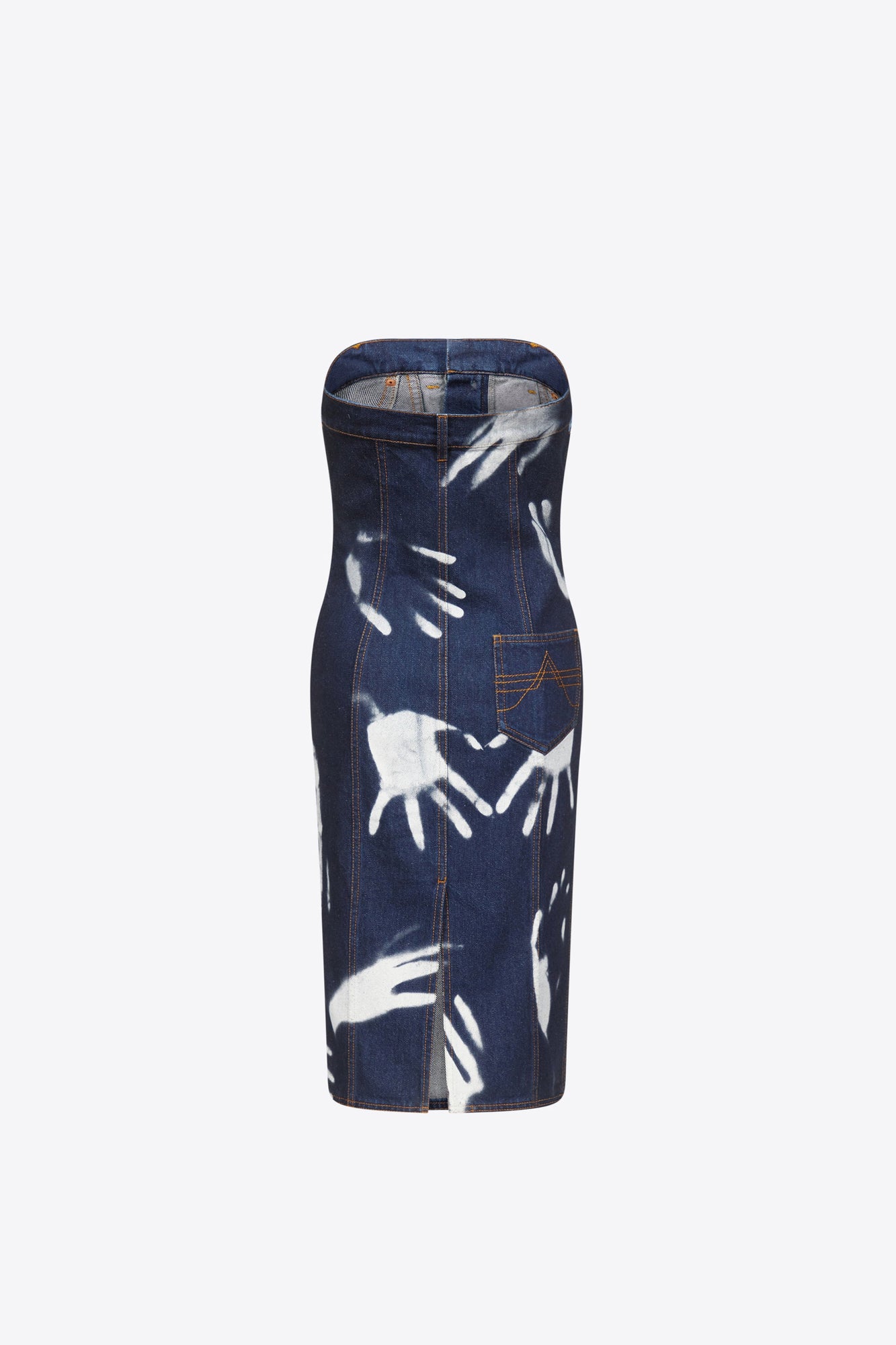 Handprint Strapless Midi Dress | Dark Blue