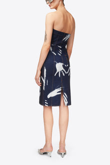 Handprint Strapless Midi Dress | Dark Blue