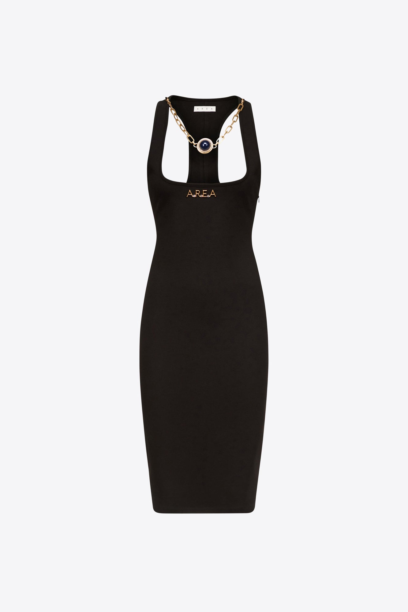 'AREA' Nameplate Tank Midi Dress | Black