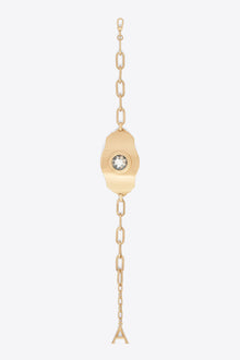 Crystal Glass | Chain Plate Choker Necklace | Antique Gold