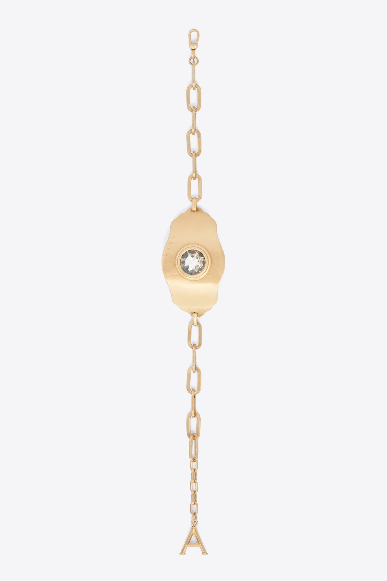 Crystal Glass | Chain Plate Choker Necklace | Antique Gold