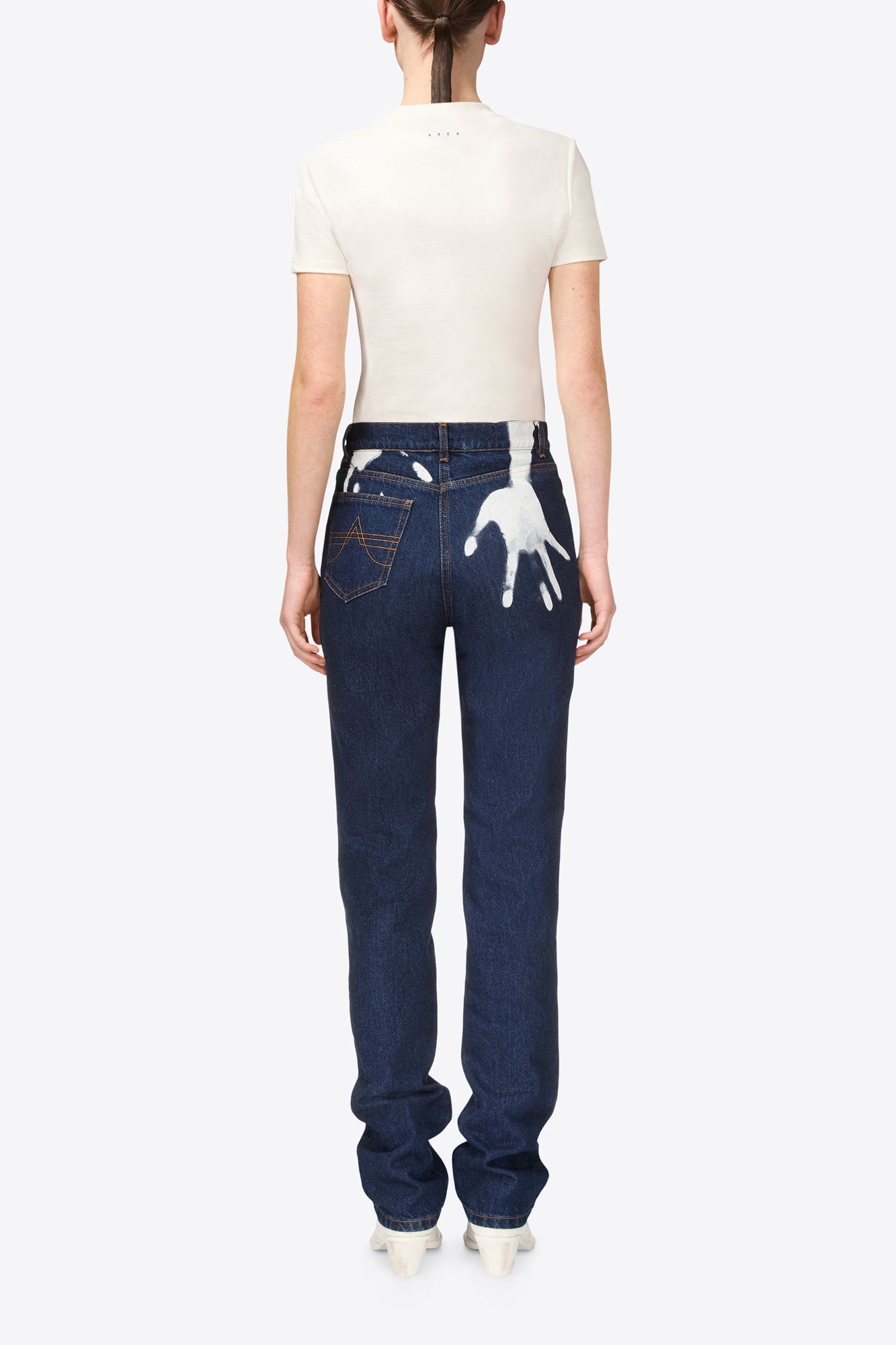 Handprint Straight Leg Jean | Dark Blue